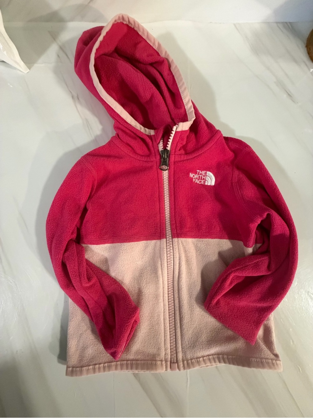 The North Face Two-Tone Pink Hooded Fleece Jacket
